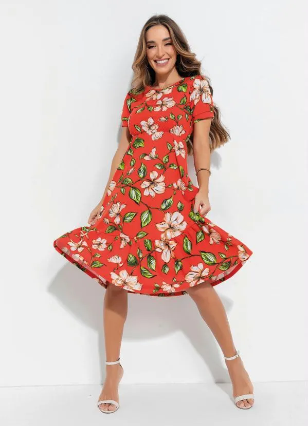 Rosalie - Vestido Soltinho Floral Laranja 4
