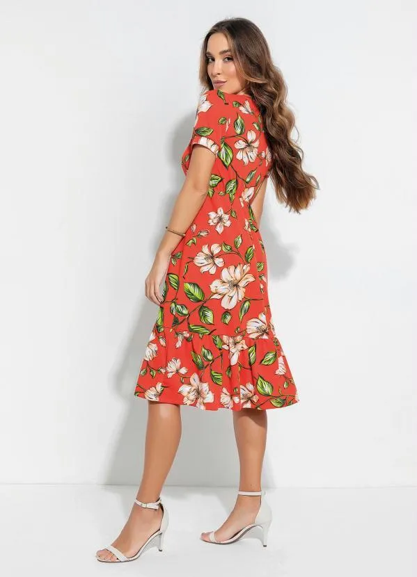Rosalie - Vestido Soltinho Floral Laranja 5