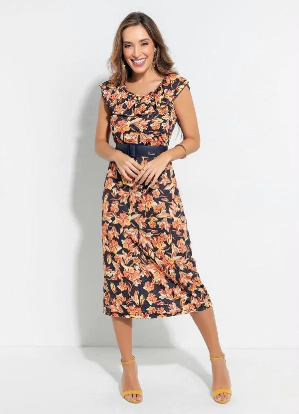 Queima Estoque - Vestido Soltinho Floral Marinho 2