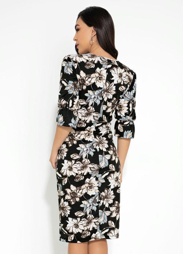 Rosalie - Vestido Soltinho Floral Preto Moda Evangélica 2