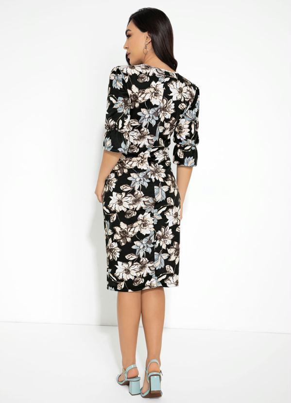 Rosalie - Vestido Soltinho Floral Preto Moda Evangélica 4