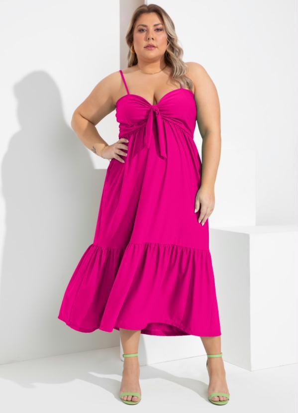 Quintess - Vestido Soltinho Fúcsia com Babado 3