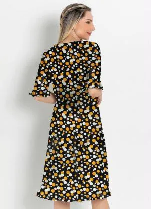 Rosalie - Vestido Soltinho Poá Preta - ROSALIE