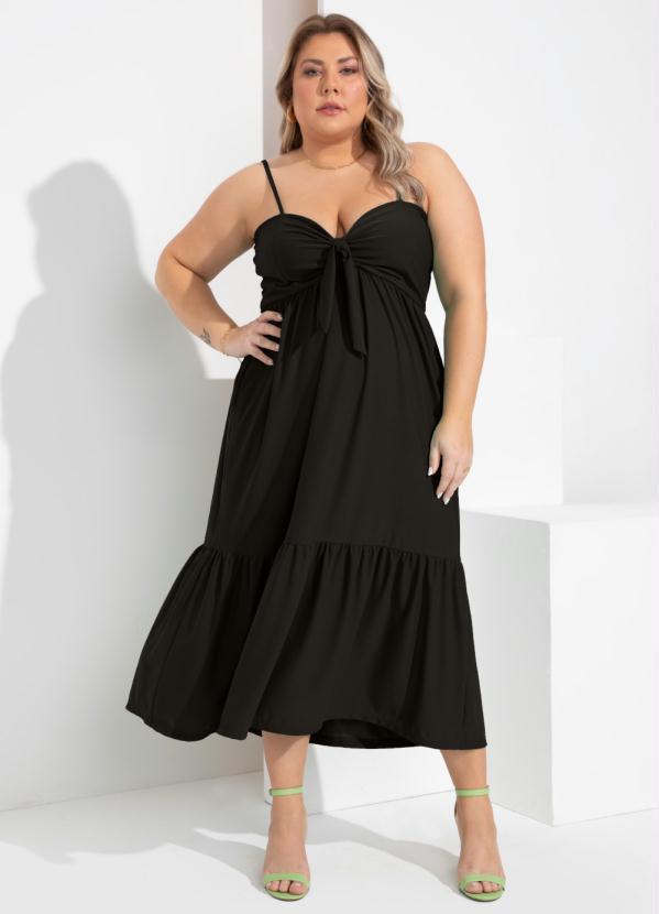 Quintess - Vestido Soltinho Preto com Babado 3