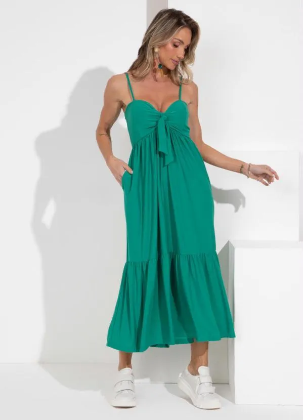 Quintess - Vestido Soltinho Verde com Babado 5