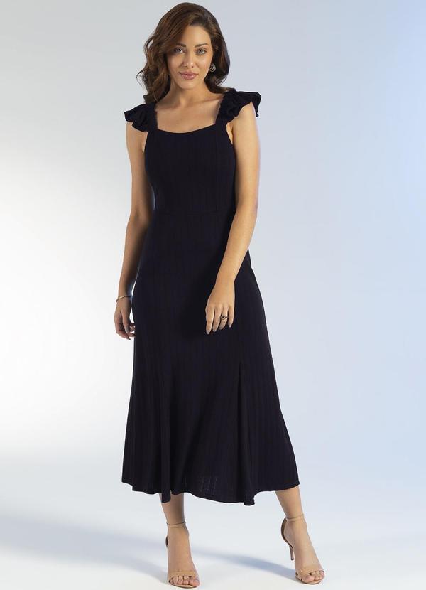 Gris - Vestido Solto de Alças em Tecido Preto