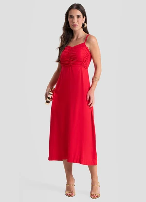Dianna - Vestido Super Midi Alças em Tranças Vermelho - DIANNA