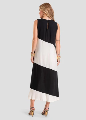 Dianna - Vestido Super Midi Bicolor Preto - DIANNA