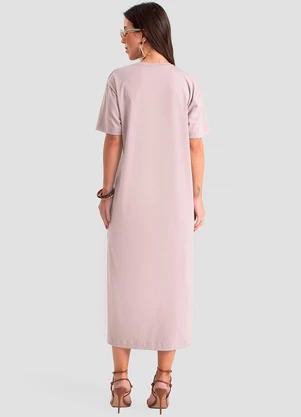Dianna - Vestido Super Midi com Fendas Laterais Bege - DIANNA
