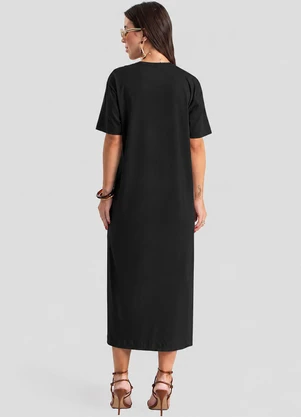 Dianna - Vestido Super Midi com Fendas Laterais Preto - DIANNA