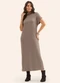 Rovitex - Vestido Super Midi com Gola Alta Preto - variação: Marrom