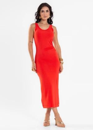 Rovitex - Vestido Super Midi Feminino Molecotton Vermelho - ROVITEX