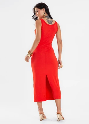 Rovitex - Vestido Super Midi Feminino Molecotton Vermelho - ROVITEX