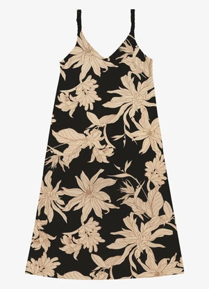 Rovitex - Vestido Super Midi Visco Maquinetada Preto - ROVITEX