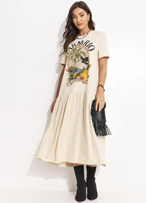 Vestido Midi Vestido Estilo T Shirt Farm Vestido T-Shirt Basico