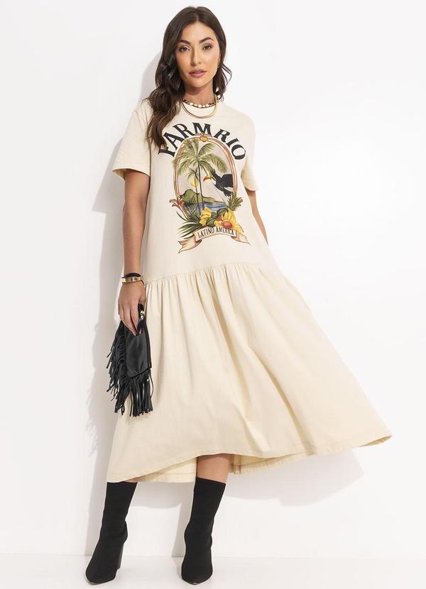 Farm - Vestido T-Shirt Cropped Latino America Bege 3