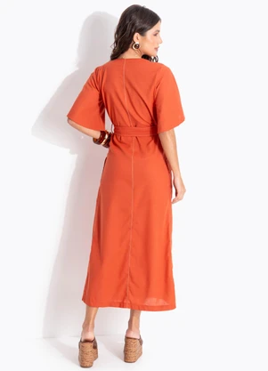 Quintess - Vestido Telha em Linho com Viscose - QUINTESS