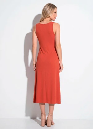Quintess - Vestido Telha Midi sem Mangas com Botões - QUINTESS