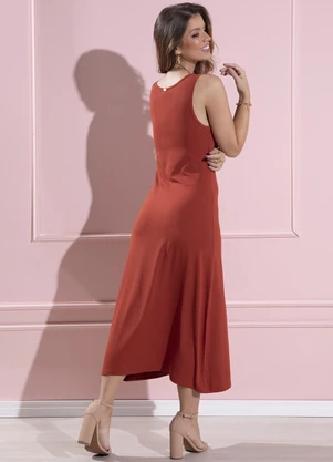 Quintess - Vestido Telha Midi sem Mangas com Botões - QUINTESS