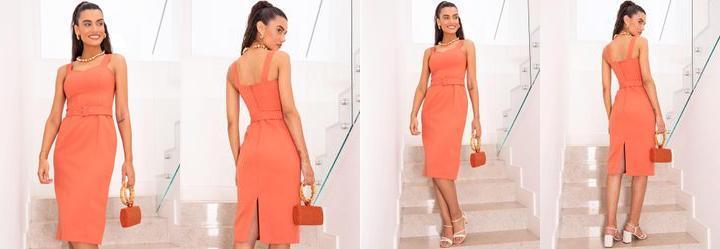 Vestido Terracota em Crepe Plano