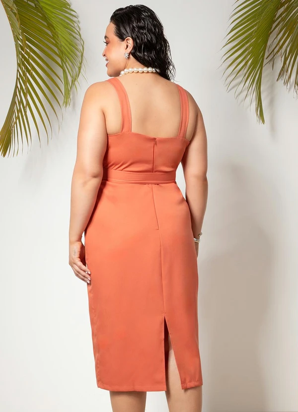 Quintess - Vestido Terracota em Crepe Plano 10