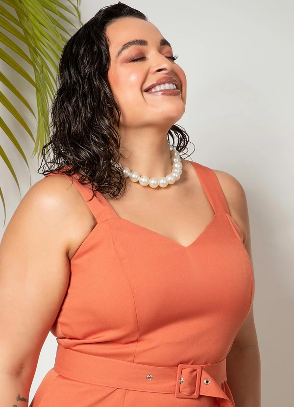 Quintess - Vestido Terracota em Crepe Plano 8