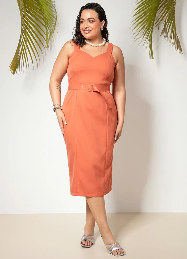 Quintess - Vestido Terracota em Crepe Plano 9