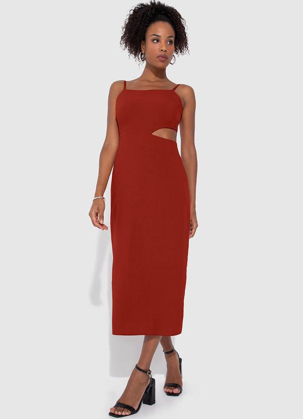 Enfim - Vestido Terracota Midi Cut Out Terracota