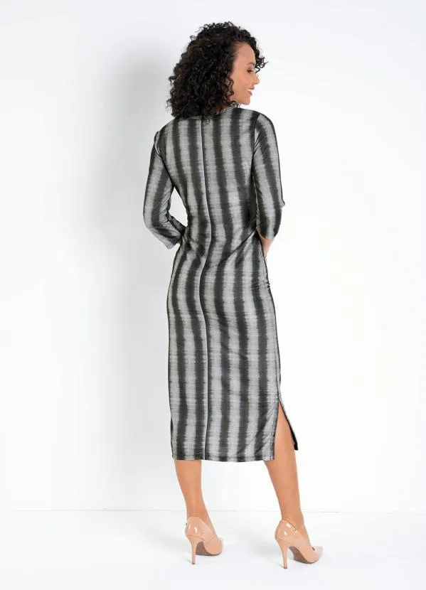 Moda Pop - Vestido Tie Dye Chumbo com Fendas e Amarração 2