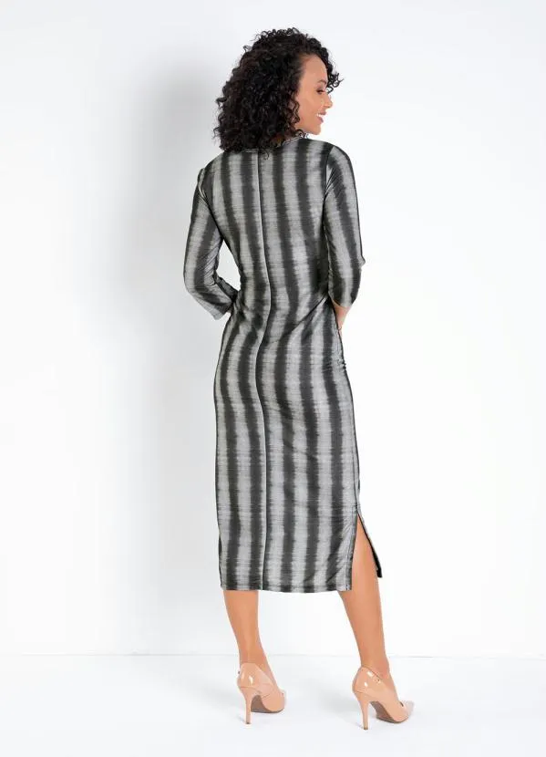 Moda Pop - Vestido Tie Dye Chumbo com Fendas e Amarração 4