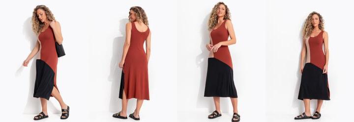 Vestido Tons Terrosos em Malha de Viscose