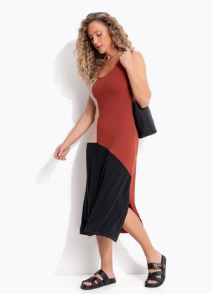Vestido (Tons Terrosos) em Malha de Viscose