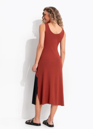 Quintess - Vestido Tons Terrosos em Malha de Viscose - QUINTESS