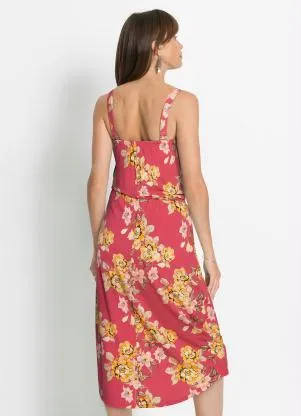 bonprix - Vestido Transpassado Floral Vermelho - BONPRIX