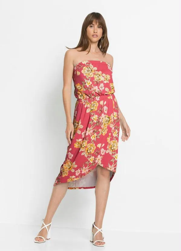 bonprix - Vestido Transpassado Floral Vermelho 3