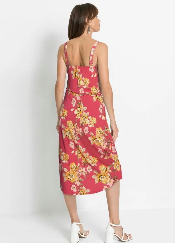 bonprix - Vestido Transpassado Floral Vermelho 4
