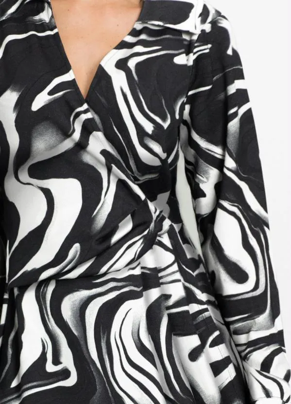 bonprix - Vestido Transpassado New Waves Preto 3