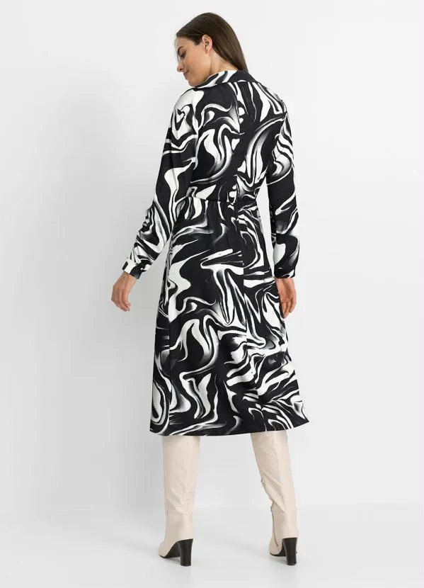 bonprix - Vestido Transpassado New Waves Preto 1