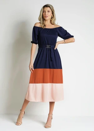 Rosalie - Vestido Tricolor c/ Fivela - ROSALIE