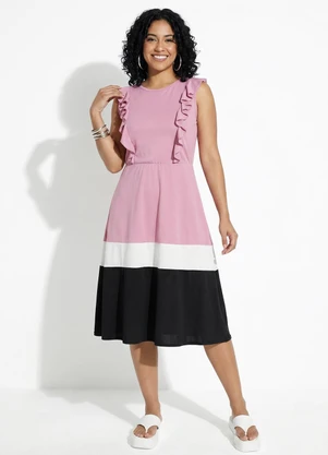 Rosalie - Vestido Tricolor com Babado - ROSALIE