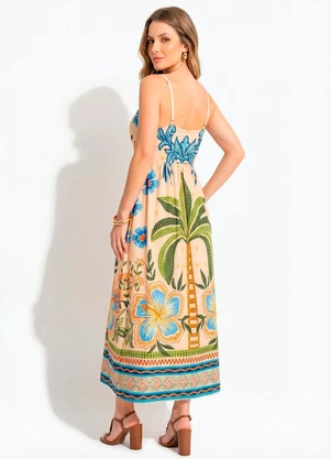Quintess - Vestido Tropical Bordado em Malha Fria - QUINTESS