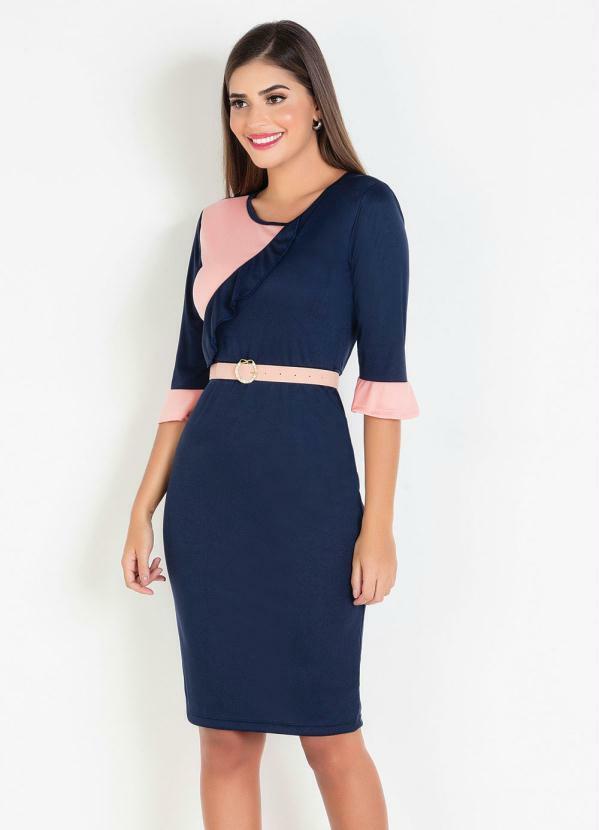 Outlet - Vestido Tubinho Bicolor Moda Evangélica