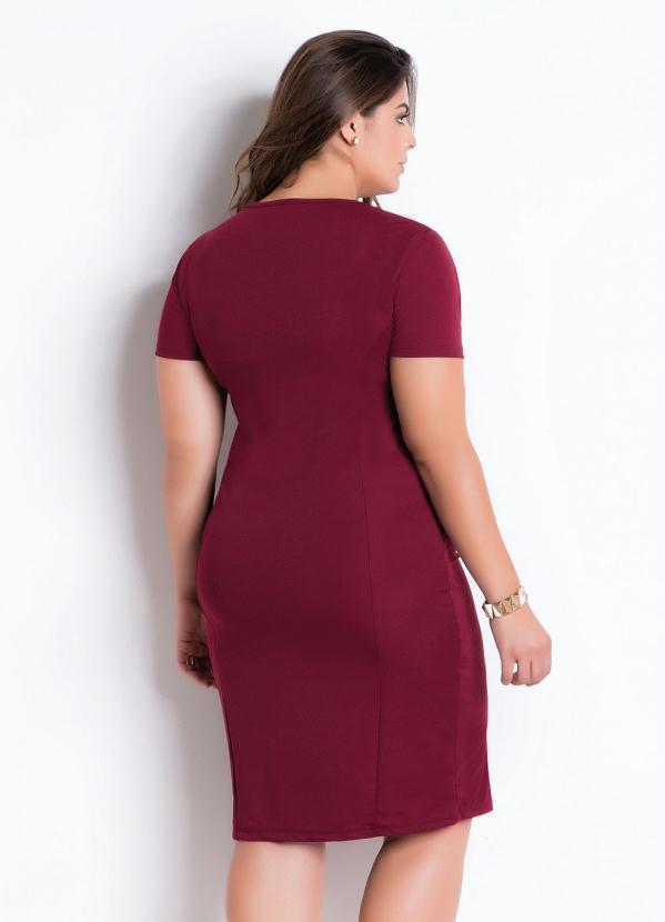 Rosalie - Vestido Tubinho Bordô Moda Evangélica 10