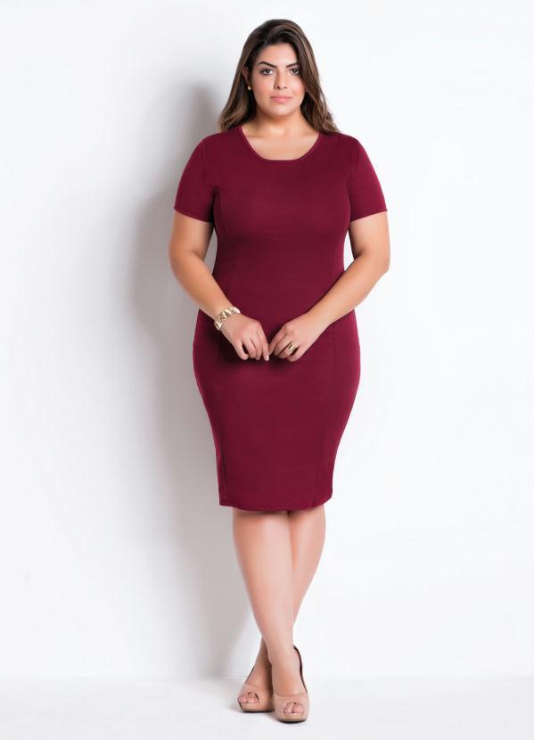 Rosalie - Vestido Tubinho Bordô Moda Evangélica 11