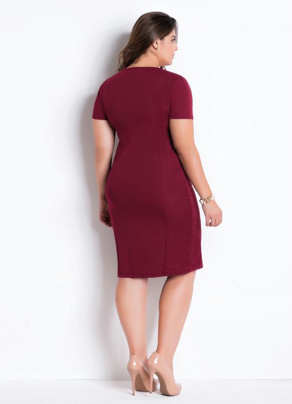 Rosalie - Vestido Tubinho Bordô Moda Evangélica 12