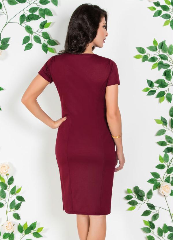 Rosalie - Vestido Tubinho Bordô Moda Evangélica 2