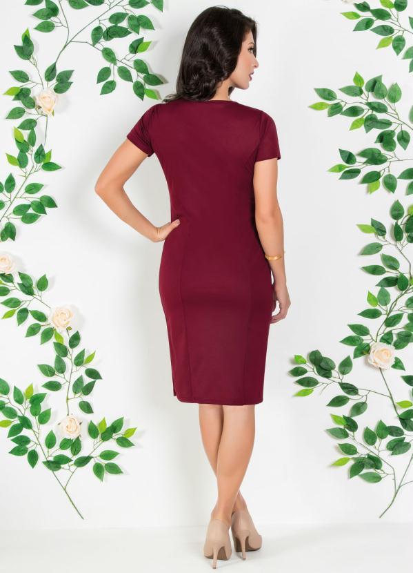 Rosalie - Vestido Tubinho Bordô Moda Evangélica 6