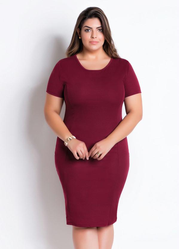 Rosalie - Vestido Tubinho Bordô Moda Evangélica 9