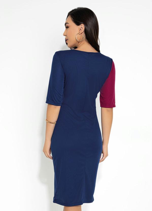 Outlet - Vestido Tubinho Marinho e Bordô 2