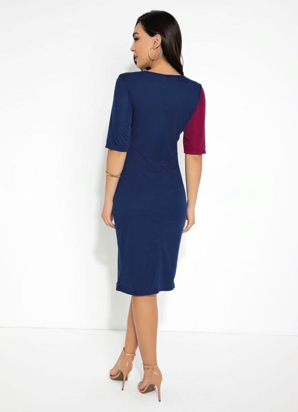 Outlet - Vestido Tubinho Marinho e Bordô 4